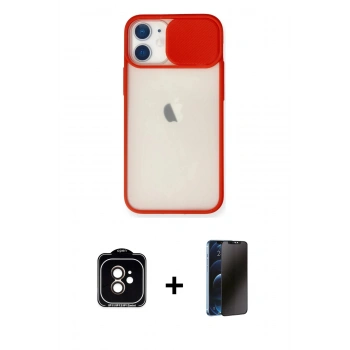 MARSİLYAN™- iPhone 11 Kılıf Vadi Çizgi - Siyah 3D Antistatik Hayalet Cam Ekran Koruyucu + PVD Metal Kamera Lens - TU