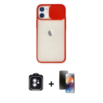 MARSİLYAN™- iPhone 11 Kılıf Vadi Çizgi - Siyah 3D Antistatik Mat Seramik Nano Ekran Koruyucu + PVD Metal Kamera Lens - MI