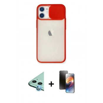 MARSİLYAN™- iPhone 11 Kılıf Vadi Çizgi - Siyah 3D Antistatik Mat Seramik Nano Ekran Koruyucu + Raze Metal Kamera Lens - MI