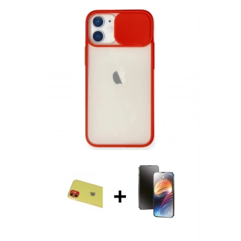 MARSİLYAN™- iPhone 11 Kılıf Vadi Çizgi - Siyah 3D Antistatik Mat Seramik Nano Ekran Koruyucu + Rainbow Kamera Lens Koruma Cam - KI