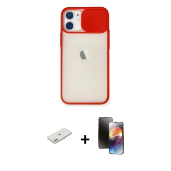 MARSİLYAN™- iPhone 11 Kılıf Vadi Çizgi - Siyah 3D Antistatik Mat Seramik Nano Ekran Koruyucu + Renkli Kamera Lens Koruma Cam - TU