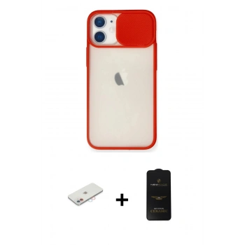 MARSİLYAN™- iPhone 11 Kılıf Vadi Çizgi - Siyah 6D Antistatik Mat Seramik Hayalet Nano Ekran Koruyucu + Renkli Kamera Lens Koruma Cam - PE
