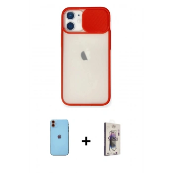 MARSİLYAN™- iPhone 11 Kılıf Vadi Çizgi - Siyah Bilvis 3D Cam Ekran Koruyucu + Neon Fosforlu Kamera Lens - TU