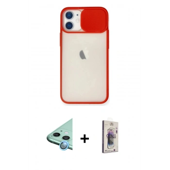 MARSİLYAN™- iPhone 11 Kılıf Vadi Çizgi - Siyah Bilvis 3D Cam Ekran Koruyucu + Raze Metal Kamera Lens - MI