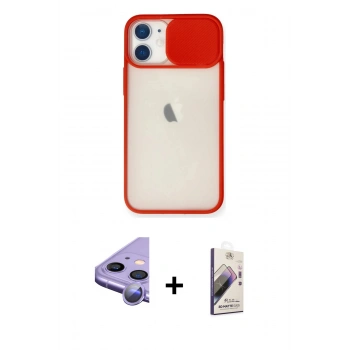 MARSİLYAN™- iPhone 11 Kılıf Vadi Çizgi - Siyah Bilvis 3D Mat Cam Ekran Koruyucu + Raze Metal Kamera Lens - MR