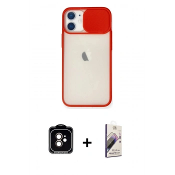 MARSİLYAN™- iPhone 11 Kılıf Vadi Çizgi - Siyah Bilvis 3D Mat Cam Ekran Koruyucu + PVD Metal Kamera Lens - TU