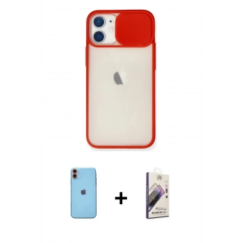 MARSİLYAN™- iPhone 11 Kılıf Vadi Çizgi - Siyah Bilvis 3D Mat Cam Ekran Koruyucu + Neon Fosforlu Kamera Lens - TU
