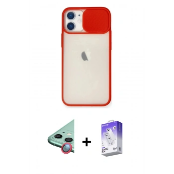 MARSİLYAN™- iPhone 11 Kılıf Vadi Çizgi - Siyah Bilvis 5in1 3D Magic Cam Ekran Koruyucu + Raze Metal Kamera Lens - KI