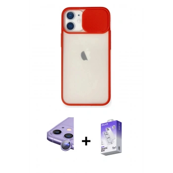 MARSİLYAN™- iPhone 11 Kılıf Vadi Çizgi - Siyah Bilvis 5in1 3D Magic Cam Ekran Koruyucu + Raze Metal Kamera Lens - MR
