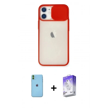 MARSİLYAN™- iPhone 11 Kılıf Vadi Çizgi - Siyah Bilvis 5in1 3D Magic Cam Ekran Koruyucu + Neon Fosforlu Kamera Lens - YL