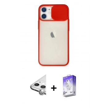 MARSİLYAN™- iPhone 11 Kılıf Vadi Çizgi - Siyah Bilvis 5in1 3D Magic Cam Ekran Koruyucu + Raze Metal Kamera Lens - GS