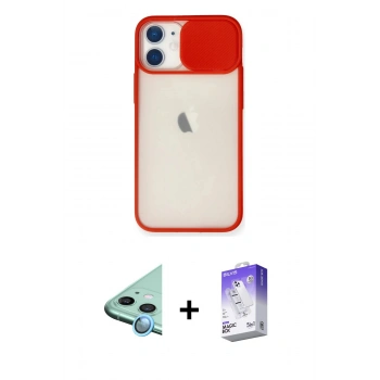 MARSİLYAN™- iPhone 11 Kılıf Vadi Çizgi - Siyah Bilvis 5in1 3D Magic Cam Ekran Koruyucu + Raze Metal Kamera Lens - MI