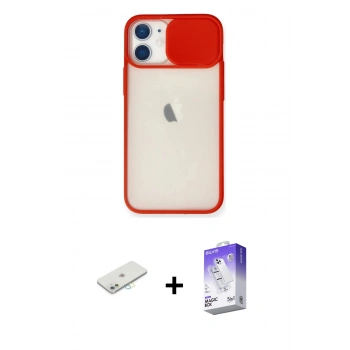 MARSİLYAN™- iPhone 11 Kılıf Vadi Çizgi - Siyah Bilvis 5in1 3D Magic Cam Ekran Koruyucu + Renkli Kamera Lens Koruma Cam - SI