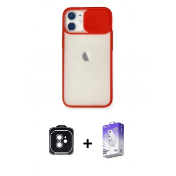MARSİLYAN™- iPhone 11 Kılıf Vadi Çizgi - Siyah Bilvis 5in1 3D Magic Cam Ekran Koruyucu + PVD Metal Kamera Lens - SH
