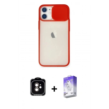 MARSİLYAN™- iPhone 11 Kılıf Vadi Çizgi - Siyah Bilvis 5in1 3D Magic Cam Ekran Koruyucu + PVD Metal Kamera Lens - TU
