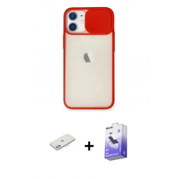 MARSİLYAN™- iPhone 11 Kılıf Vadi Çizgi - Siyah Bilvis 5in1 5D Magic Hayalet Cam Ekran Koruyucu + Renkli Kamera Lens Koruma Cam - PE