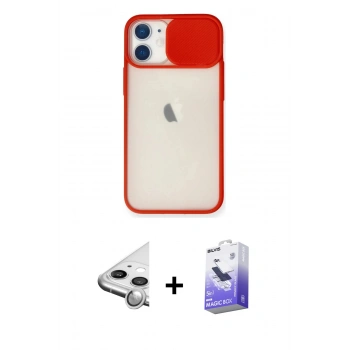 MARSİLYAN™- iPhone 11 Kılıf Vadi Çizgi - Siyah Bilvis 5in1 5D Magic Hayalet Cam Ekran Koruyucu + Raze Metal Kamera Lens - GS