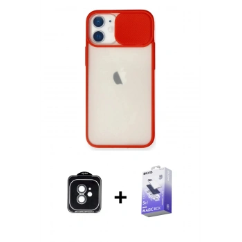 MARSİLYAN™- iPhone 11 Kılıf Vadi Çizgi - Siyah Bilvis 5in1 5D Magic Hayalet Cam Ekran Koruyucu + PVD Metal Kamera Lens - YL