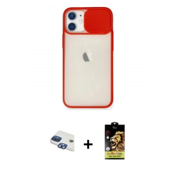 MARSİLYAN™- iPhone 11 Kılıf Vadi Çizgi - Siyah Buffer Cam Ekran Koruyucu + Pers Alüminyum Kamera Lens - LT
