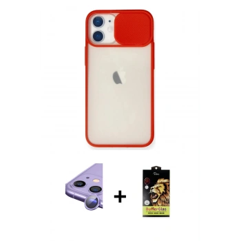 MARSİLYAN™- iPhone 11 Kılıf Vadi Çizgi - Siyah Buffer Cam Ekran Koruyucu + Raze Metal Kamera Lens - MR