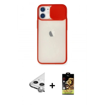 MARSİLYAN™- iPhone 11 Kılıf Vadi Çizgi - Siyah Buffer Cam Ekran Koruyucu + Raze Metal Kamera Lens - GS