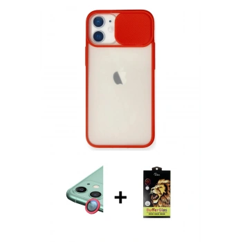MARSİLYAN™- iPhone 11 Kılıf Vadi Çizgi - Siyah Buffer Cam Ekran Koruyucu + Raze Metal Kamera Lens - KI