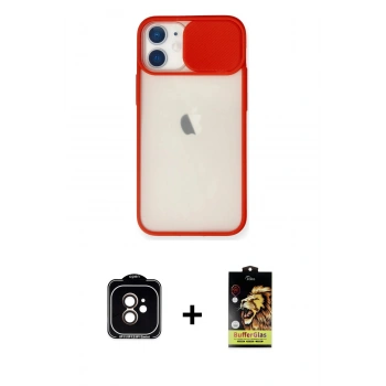 MARSİLYAN™- iPhone 11 Kılıf Vadi Çizgi - Siyah Buffer Cam Ekran Koruyucu + PVD Metal Kamera Lens - TU