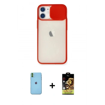 MARSİLYAN™- iPhone 11 Kılıf Vadi Çizgi - Siyah Buffer Cam Ekran Koruyucu + Neon Fosforlu Kamera Lens - YL