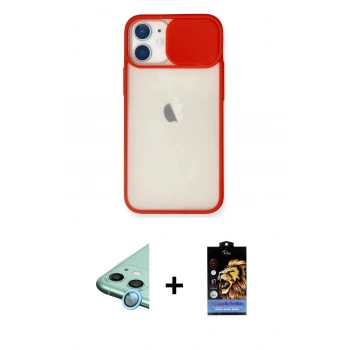 MARSİLYAN™- iPhone 11 Kılıf Vadi Çizgi - Siyah Buffer Hayalet Cam Ekran Koruyucu + Raze Metal Kamera Lens - MI
