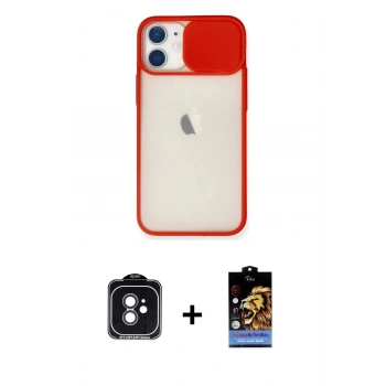 MARSİLYAN™- iPhone 11 Kılıf Vadi Çizgi - Siyah Buffer Hayalet Cam Ekran Koruyucu + PVD Metal Kamera Lens - SH