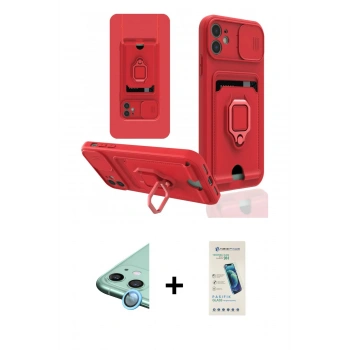 MARSİLYAN™- iPhone 11 Kılıf Vadi Form Prime - Şeffaf Pasifik Cam Ekran Koruyucu + Raze Metal Kamera Lens - MI