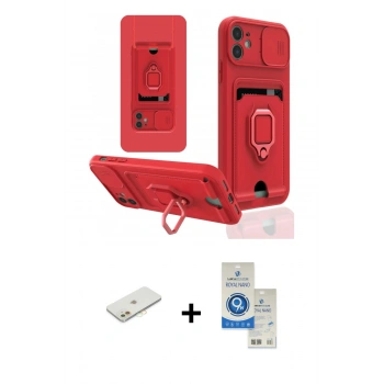 MARSİLYAN™- iPhone 11 Kılıf Vadi Form Prime - Şeffaf Royal Nano Ekran Koruyucu + Renkli Kamera Lens Koruma Cam - TU