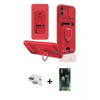 MARSİLYAN™- iPhone 11 Kılıf Vadi Form Prime - Siyah 360 Mat Full Body Arka Koruyucu + Pers Alüminyum Kamera Lens - YL