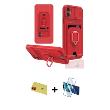 MARSİLYAN™- iPhone 11 Kılıf Vadi Form Prime - Siyah 3D Antistatik Cam Ekran Koruyucu + Rainbow Kamera Lens Koruma Cam - KI