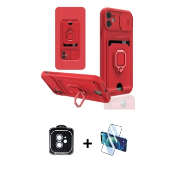 MARSİLYAN™- iPhone 11 Kılıf Vadi Form Prime - Siyah 3D Antistatik Cam Ekran Koruyucu + PVD Metal Kamera Lens - MI