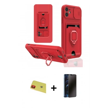 MARSİLYAN™- iPhone 11 Kılıf Vadi Form Prime - Siyah 3D Antistatik Hayalet Cam Ekran Koruyucu + Rainbow Kamera Lens Koruma Cam - KI