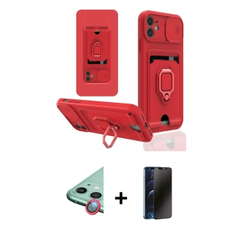 MARSİLYAN™- iPhone 11 Kılıf Vadi Form Prime - Siyah 3D Antistatik Hayalet Cam Ekran Koruyucu + Raze Metal Kamera Lens - KI
