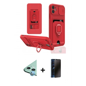 MARSİLYAN™- iPhone 11 Kılıf Vadi Form Prime - Siyah 3D Antistatik Hayalet Cam Ekran Koruyucu + Raze Metal Kamera Lens - MI