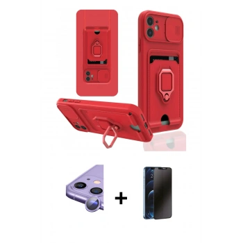 MARSİLYAN™- iPhone 11 Kılıf Vadi Form Prime - Siyah 3D Antistatik Hayalet Cam Ekran Koruyucu + Raze Metal Kamera Lens - MR