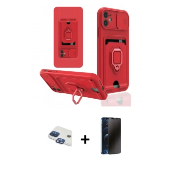 MARSİLYAN™- iPhone 11 Kılıf Vadi Form Prime - Siyah 3D Antistatik Hayalet Cam Ekran Koruyucu + Pers Alüminyum Kamera Lens - LT
