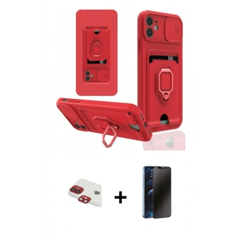 MARSİLYAN™- iPhone 11 Kılıf Vadi Form Prime - Siyah 3D Antistatik Hayalet Cam Ekran Koruyucu + Pers Alüminyum Kamera Lens - KI