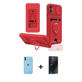 MARSİLYAN™- iPhone 11 Kılıf Vadi Form Prime - Siyah 3D Antistatik Hayalet Cam Ekran Koruyucu + Neon Fosforlu Kamera Lens - TU