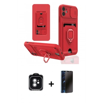 MARSİLYAN™- iPhone 11 Kılıf Vadi Form Prime - Siyah 3D Antistatik Hayalet Cam Ekran Koruyucu + PVD Metal Kamera Lens - YL