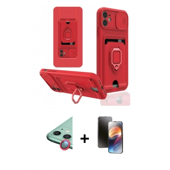 MARSİLYAN™- iPhone 11 Kılıf Vadi Form Prime - Siyah 3D Antistatik Mat Seramik Nano Ekran Koruyucu + Raze Metal Kamera Lens - KI
