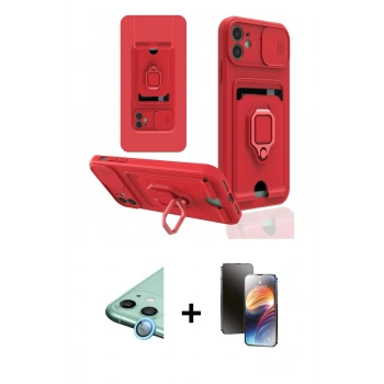 MARSİLYAN™- iPhone 11 Kılıf Vadi Form Prime - Siyah 3D Antistatik Mat Seramik Nano Ekran Koruyucu + Raze Metal Kamera Lens - MI