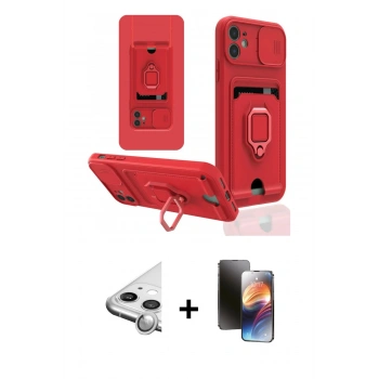 MARSİLYAN™- iPhone 11 Kılıf Vadi Form Prime - Siyah 3D Antistatik Mat Seramik Nano Ekran Koruyucu + Raze Metal Kamera Lens - GS