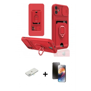 MARSİLYAN™- iPhone 11 Kılıf Vadi Form Prime - Siyah 3D Antistatik Mat Seramik Nano Ekran Koruyucu + Renkli Kamera Lens Koruma Cam - SI