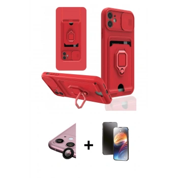MARSİLYAN™- iPhone 11 Kılıf Vadi Form Prime - Siyah 3D Antistatik Mat Seramik Nano Ekran Koruyucu + Raze Metal Kamera Lens - SH