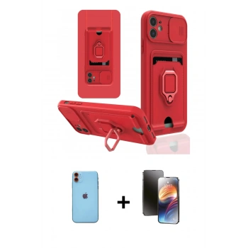MARSİLYAN™- iPhone 11 Kılıf Vadi Form Prime - Siyah 3D Antistatik Mat Seramik Nano Ekran Koruyucu + Neon Fosforlu Kamera Lens - TU