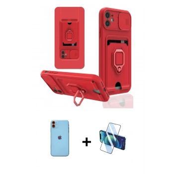 MARSİLYAN™- iPhone 11 Kılıf Vadi Form Prime - Siyah 3D Antistatik Seramik Nano Ekran Koruyucu + Neon Fosforlu Kamera Lens - TU